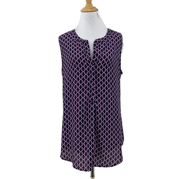 Gibson Flowy Tunic Tank Top Womens M Medium Wool Dobby Geometric Sleeveless - Picture 1 of 12
